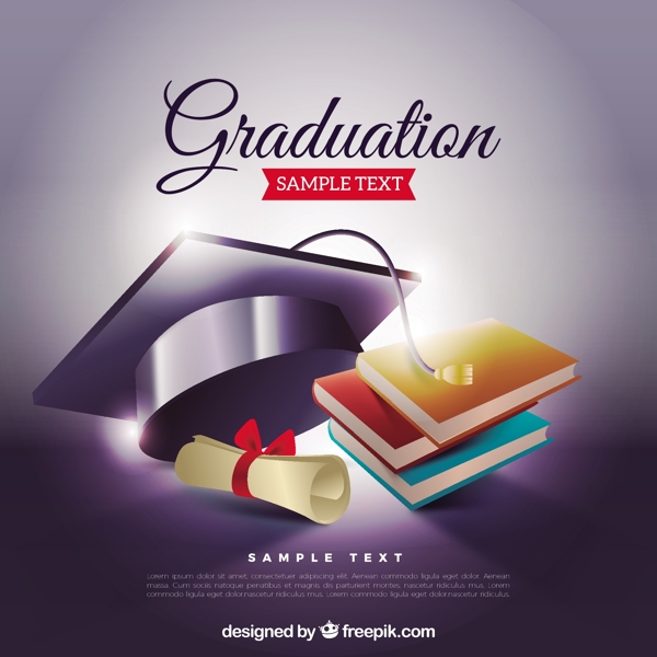 学位帽和书本毕业海报背景