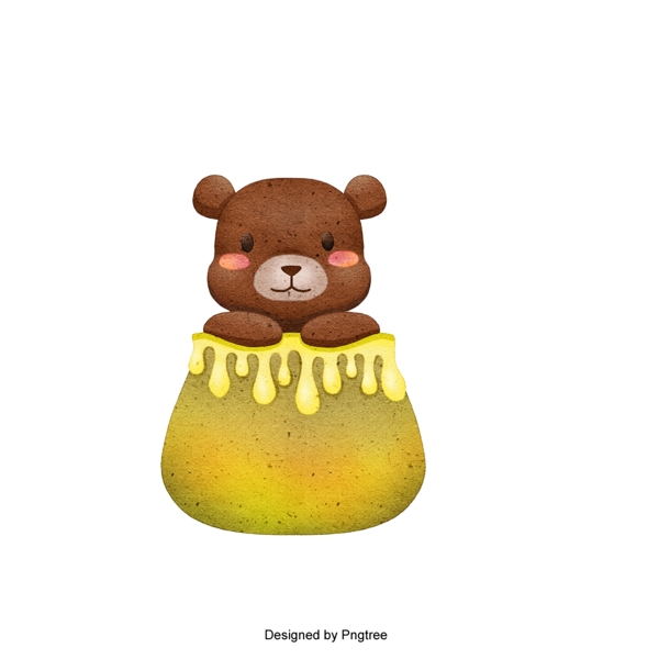 可爱的熊在蜂蜜罐里