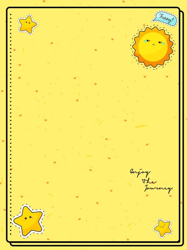 原创黄色爱心太阳星星边框背景