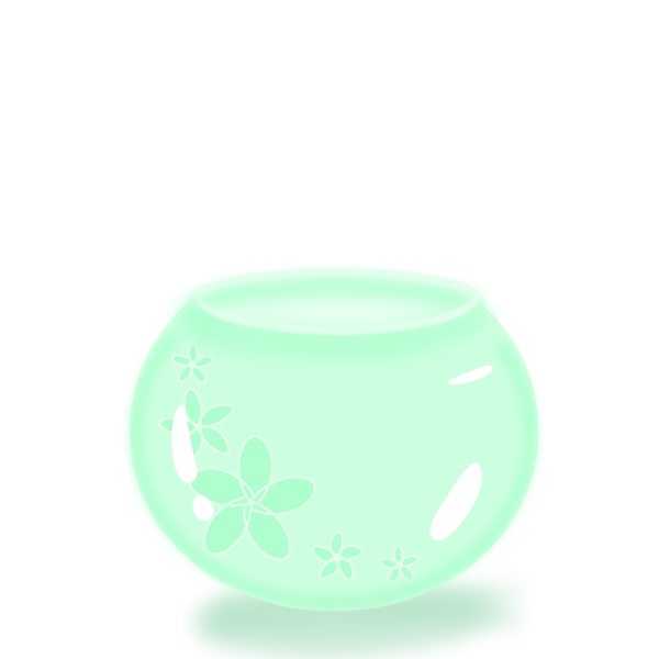 青瓷缸花朵玉缸鱼缸小清新浅绿色素材