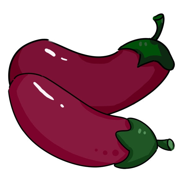 紫色蔬菜茄子插画