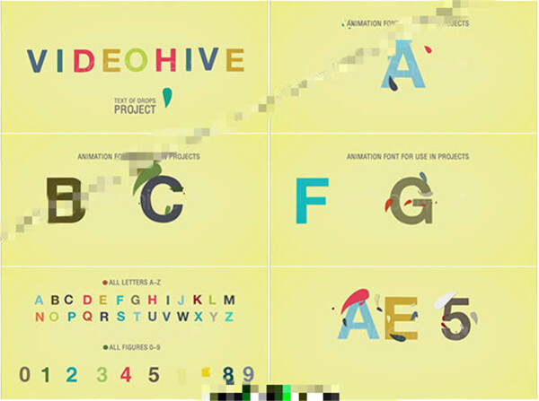 清新可爱的文字字母滴落平面动画演绎AE源文件