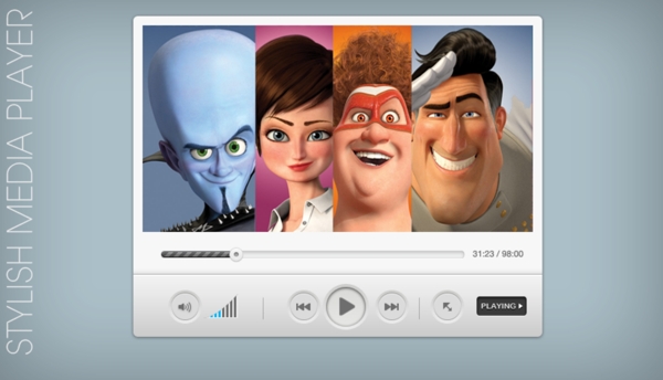 干净时尚的视频播放器界面PSDCSS