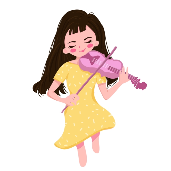 弹小提琴的女孩元素