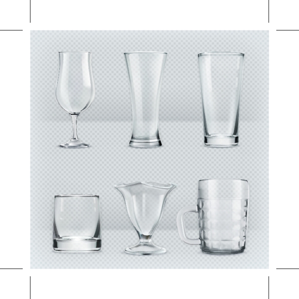 透明玻璃杯矢量素材