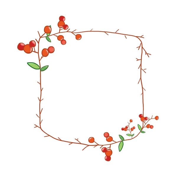 手绘植物边框手绘小果子可爱卡通植物边框