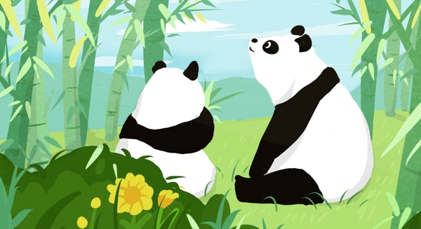 熊猫成都旅游原创插画