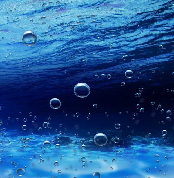 水中的蓝色水泡图片