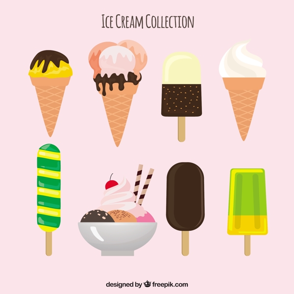 夏季甜品冰淇淋雪糕平面设计素材