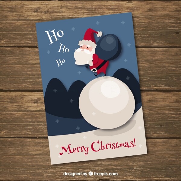 圣诞老人与雪球卡片