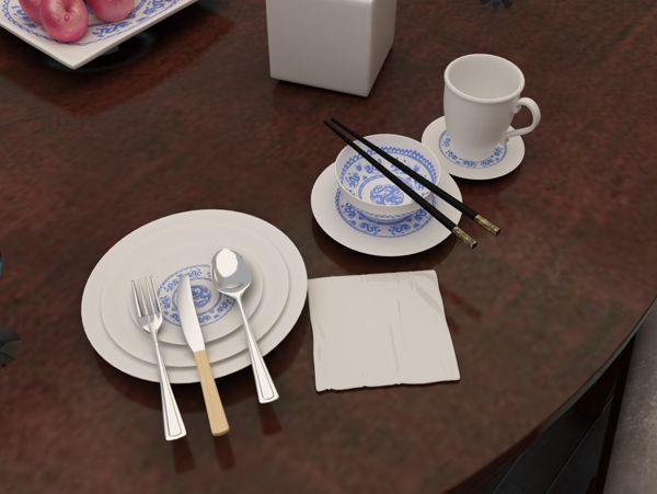 中式餐具3d建模