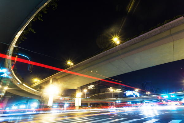 城市的道路和立交桥夜景