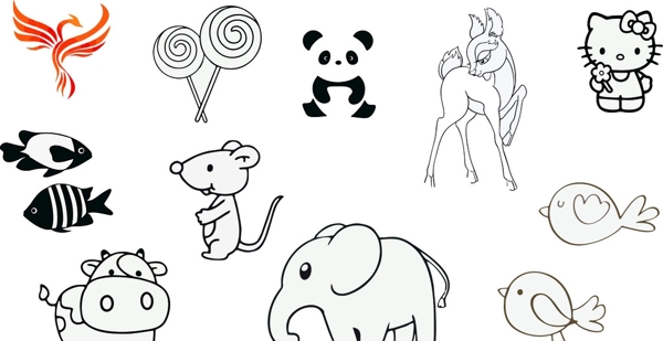卡通简笔画动物熊猫