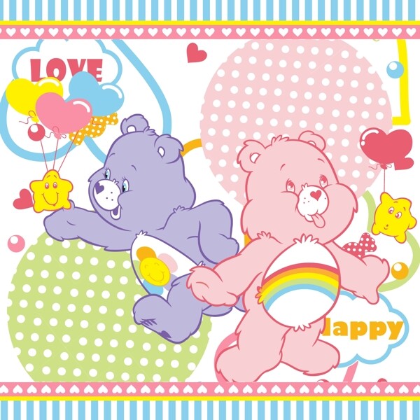 印花矢量图可爱卡通卡通形象彩虹熊气球免费素材