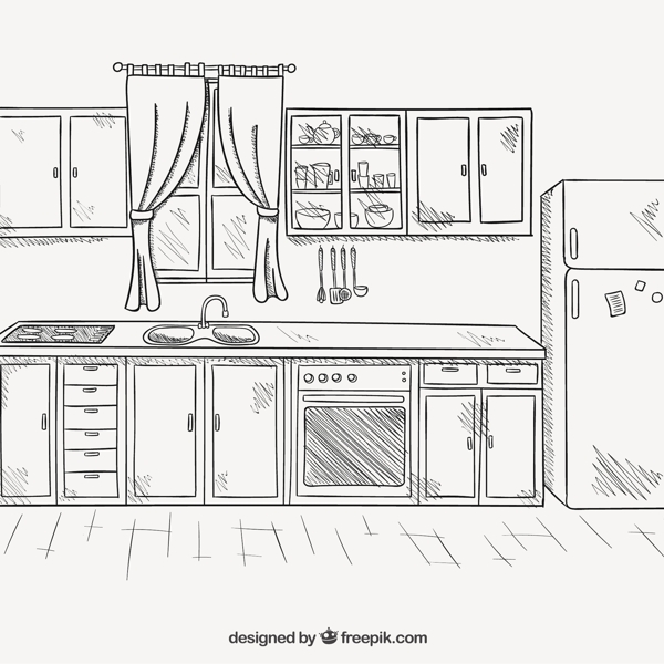 手工绘制的厨房