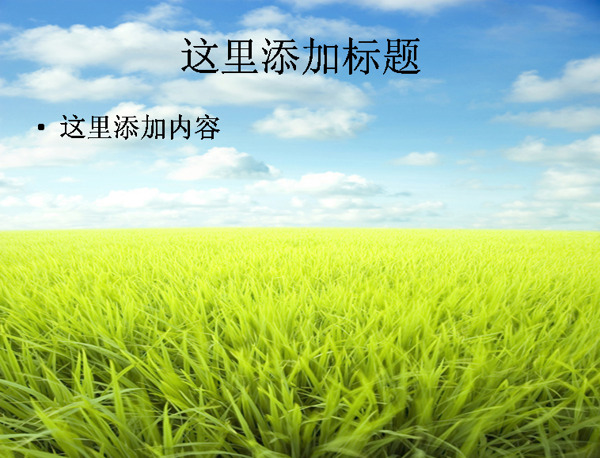 蓝天白云草从草地高清PPT模板范文3风景PPT模板范文