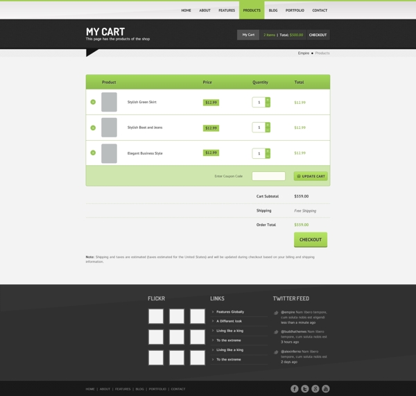 小清新风格绿色护眼网页界面PSD模板