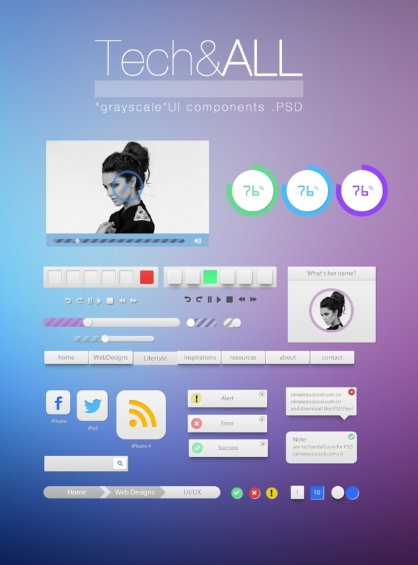 蓝色和紫色的样式的WebUI工具包01