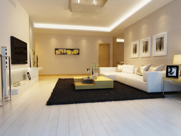扬子地板白橡木现代简约客厅