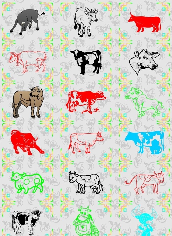 失量动物集合牛图片