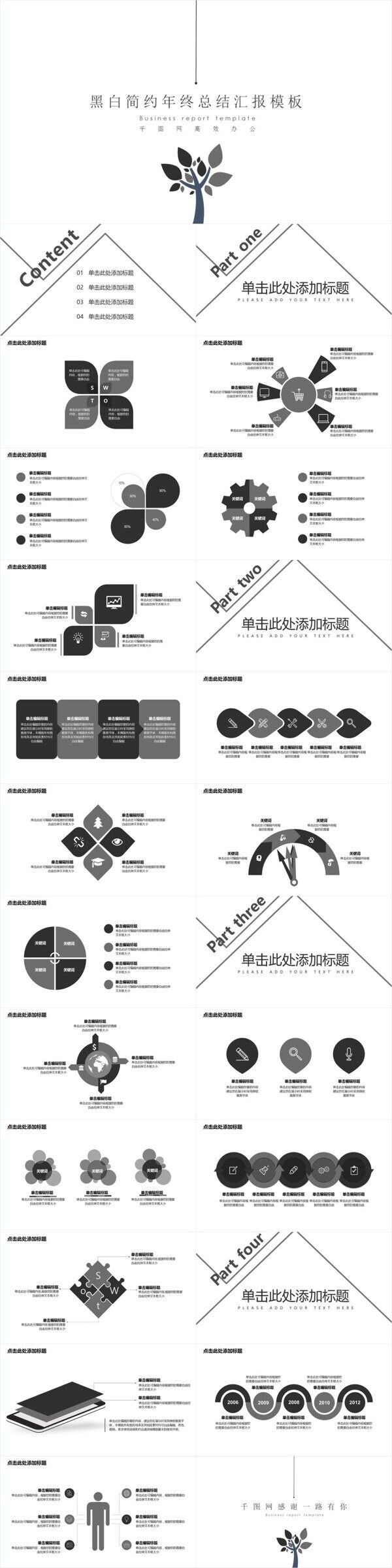 黑白简约年终总结汇报模板