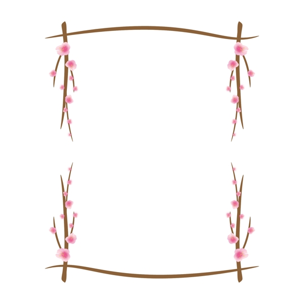 清新粉色花卉边框矢量元素