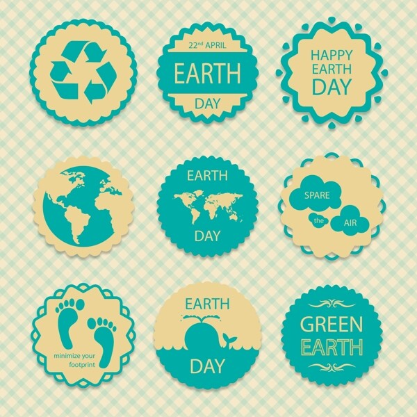 地球日绿色矢量标志素材