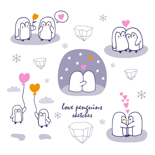 浪漫卡通企鹅