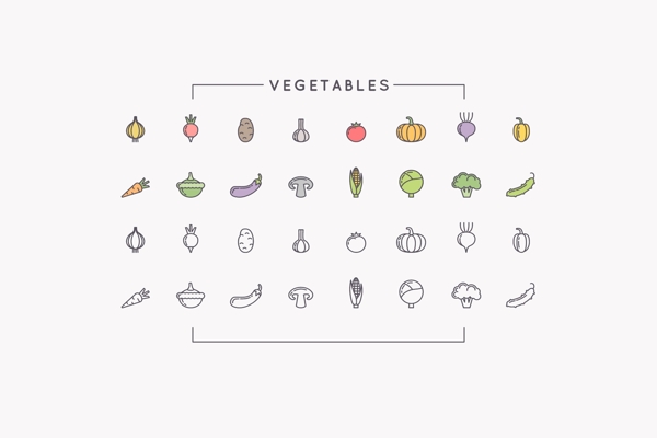 网页矢量水果蔬菜图标