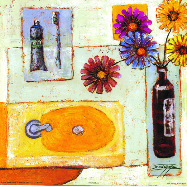 花卉酒瓶油画图片
