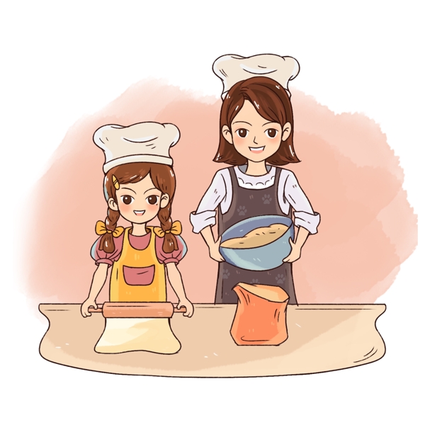 母亲节母亲带孩子做家务做烹饪