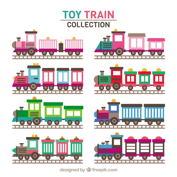卡通彩色玩具火车矢量素材