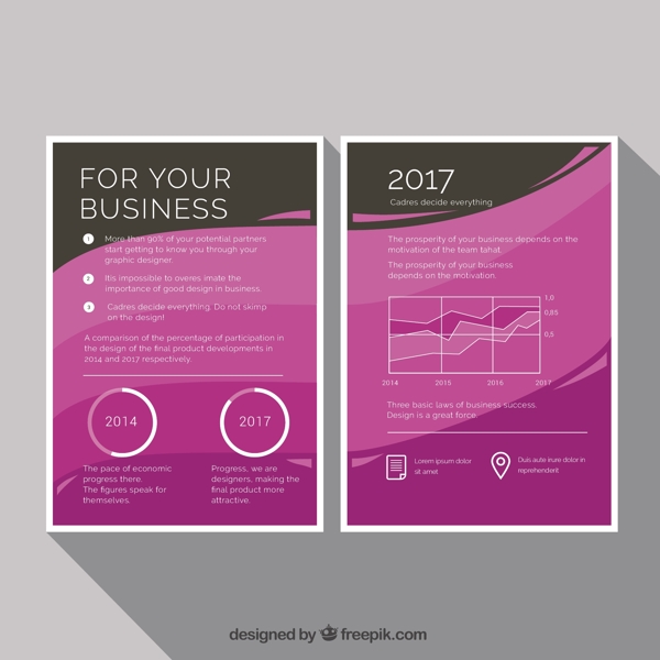 黑紫色波纹图形商业手册模板