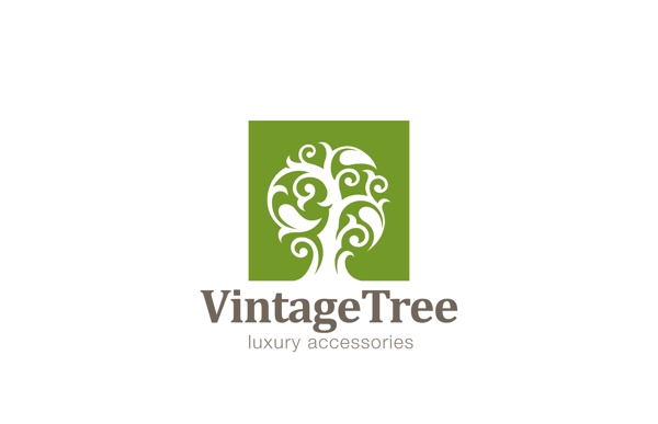 老式树木矢量logo标志