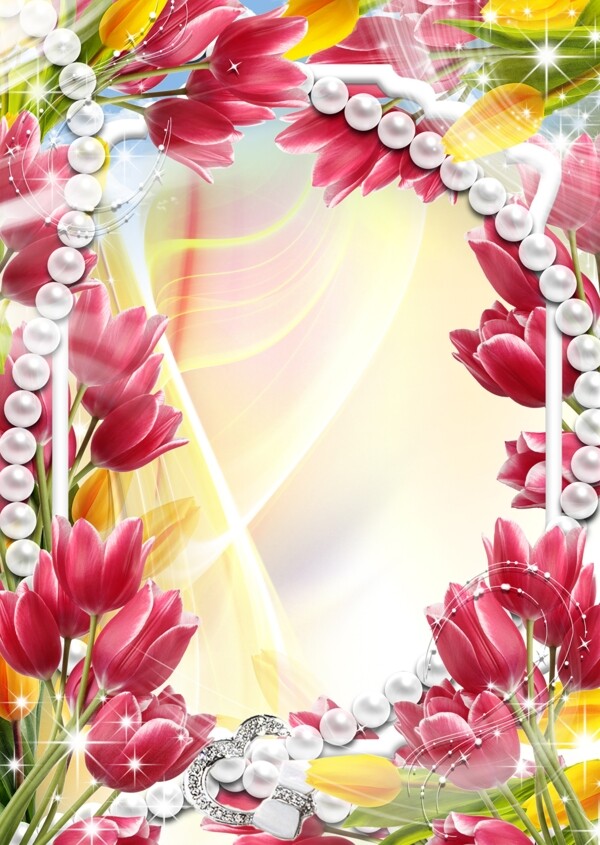 美丽郁金香花卉背景相框