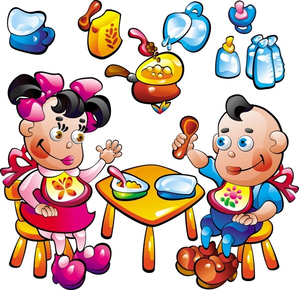 卡通婴儿食品玩具02矢量