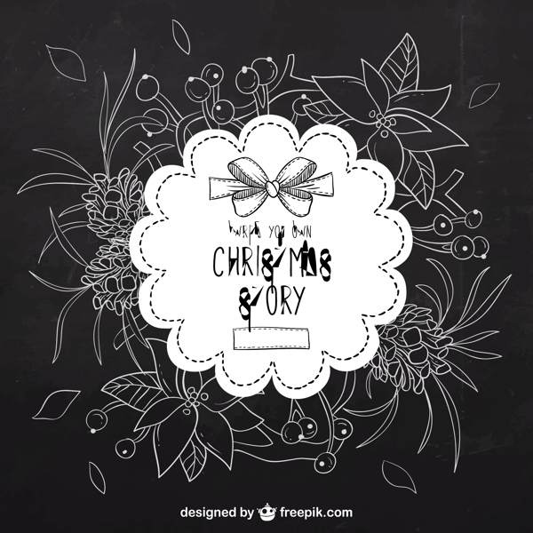 手拉的圣诞卡片在黑板上