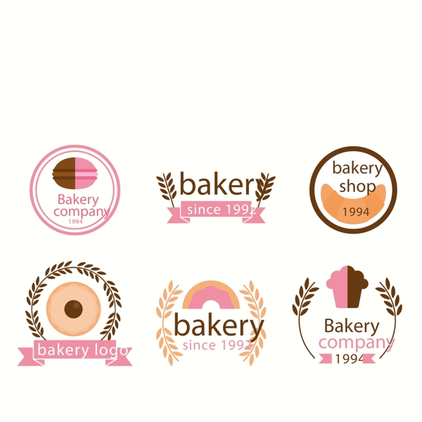 粉色主题的面包店标志素材