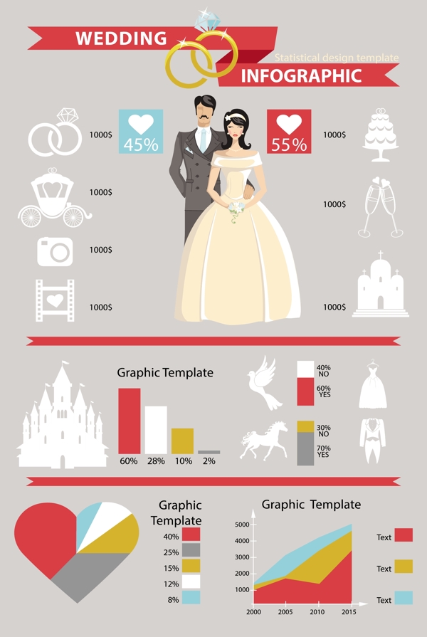 创意婚礼信息图矢量素材图片