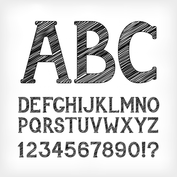 手绘字母数字字体设计