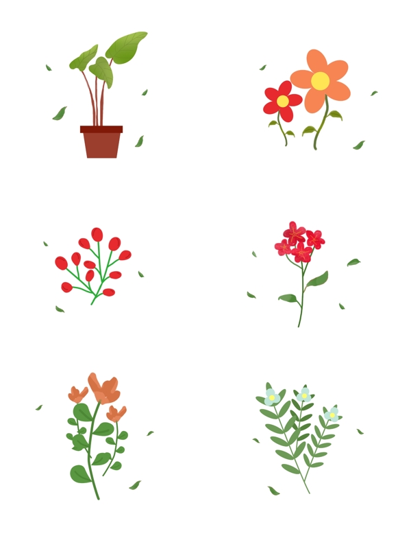 手绘插画各类植物素材