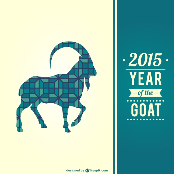 2015年绿色山羊贺卡矢量素材
