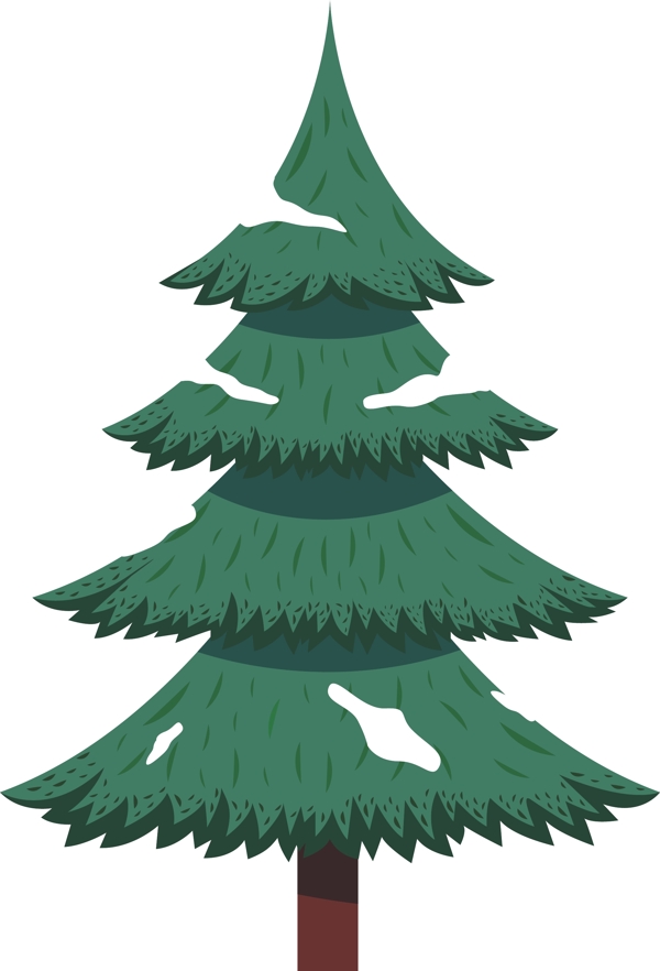 绿色圣诞节日树木扁平化