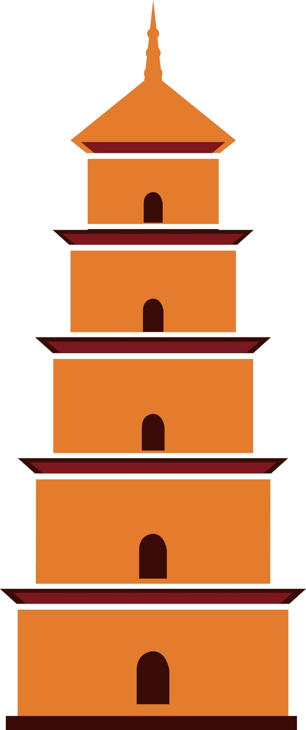 中国古代建筑物矢量手绘风装饰背景套图3
