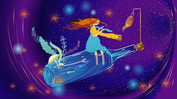 浪漫星空女孩与漂流瓶的星际航行