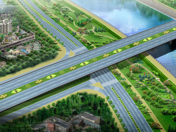 高速公路绿化效果鸟瞰图片