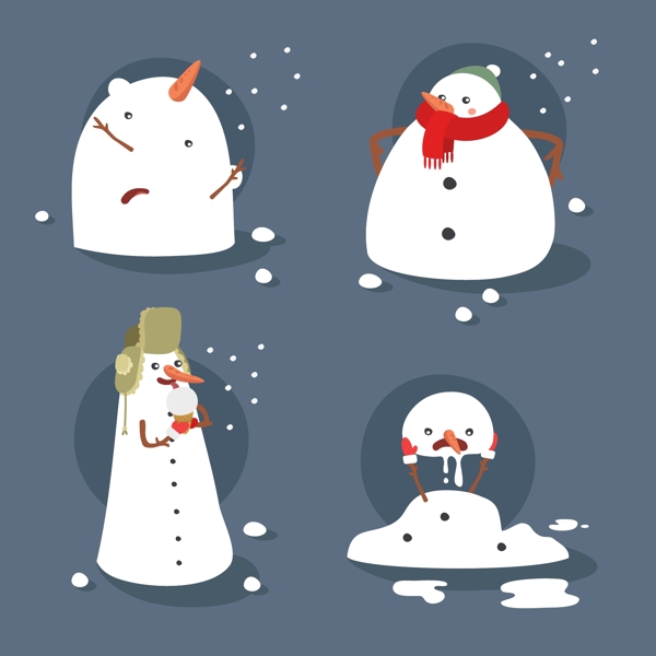 卡通画冬季雪人