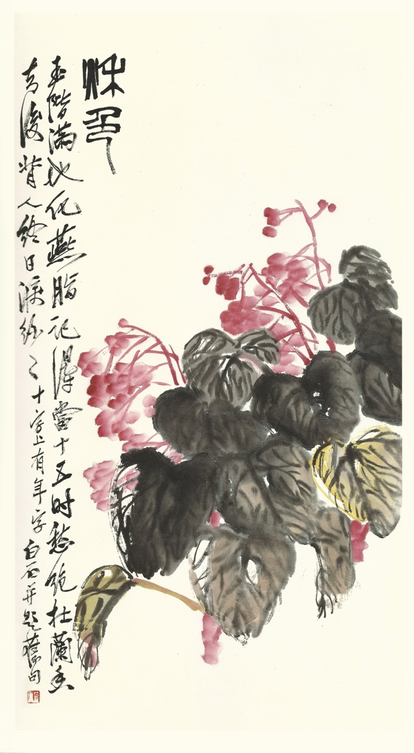 齐白石书法绘画艺术秋海棠