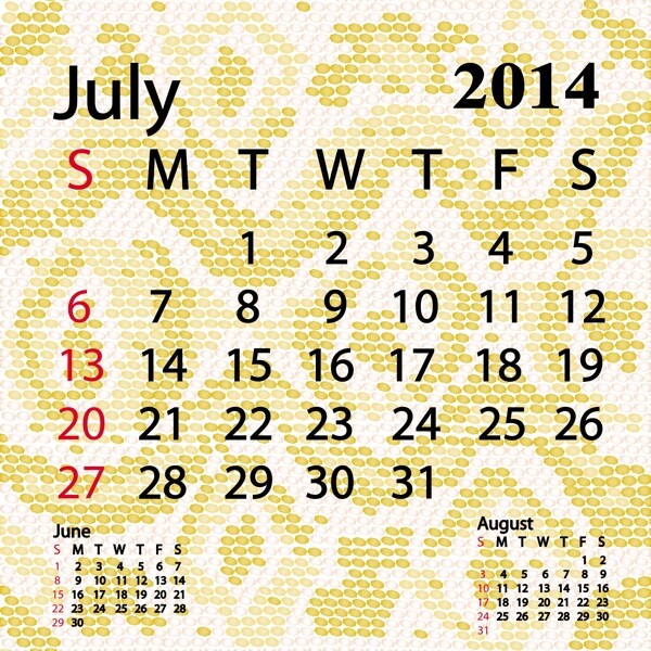 2014七月日历白化蟒蛇皮