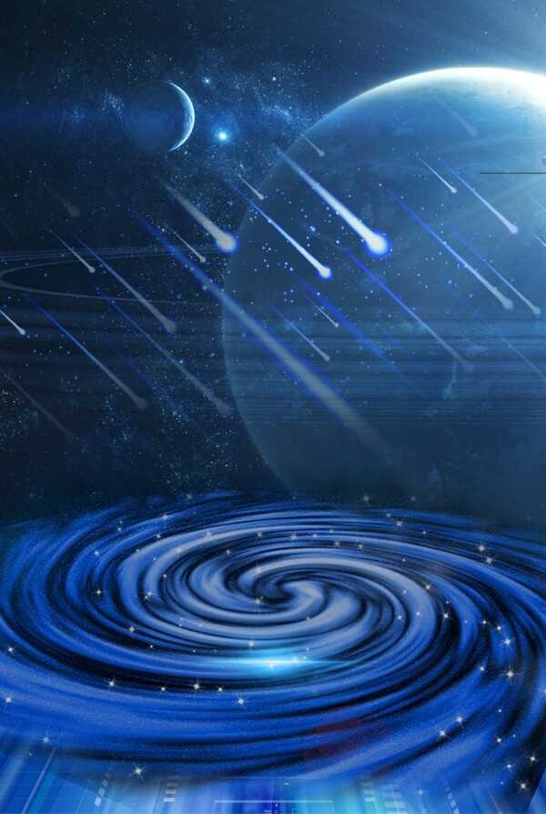 蓝色流星旋涡科技背景素材